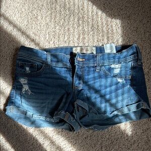 Hollister Blue Jean Shorts Distressed Cut-Off